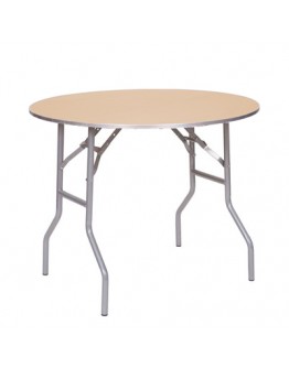 36 Inch Round Wood Folding Table, Vinyl Edging